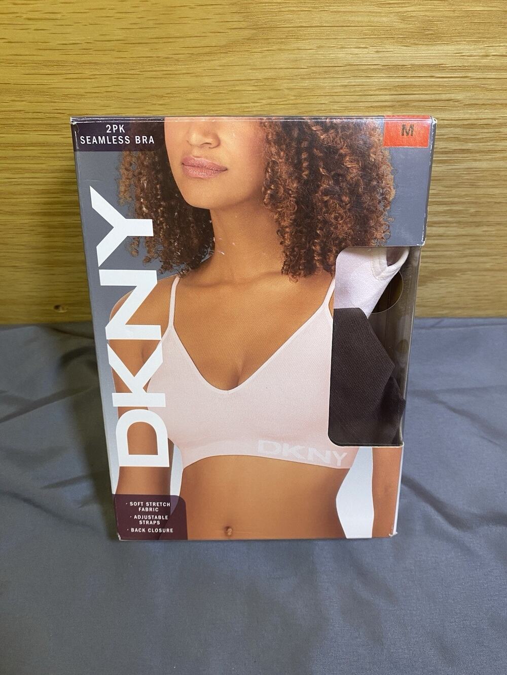 DKNY 2 Pk Seamless Stretch Bras Womens Java Brown Pearl Pink Size Medium M